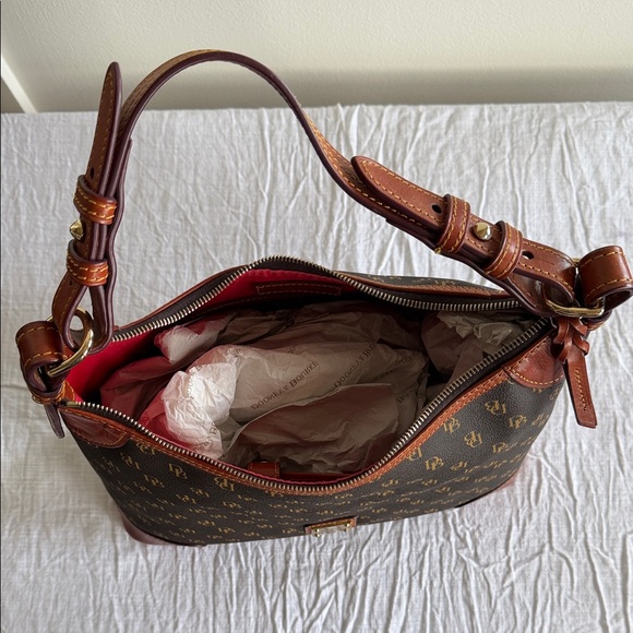 Dooney & Bourke Black and Brown Monogram Shoulder Bag - Picture 5 of 9